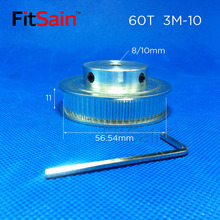 FitSain-3M 60T, синхронное колесо, ширина 10 мм, Ремень ГРМ из алюминиевого сплава, среднее отверстие 8/10 мм 2024 - купить недорого