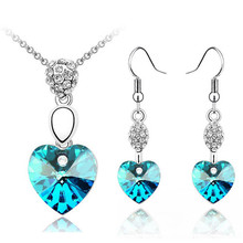 hearts Crystal Pendant fashion Jewelry set Necklace Earrings dropshipping beautiful birthday gift lover quality wed summer charm 2024 - buy cheap