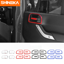 SHINEKA Interior Door Handles ABS Car Interior Door Handle Bowl Cover Trims Decoration Stickers For Jeep Wrangler JK 2011-2017 2024 - buy cheap