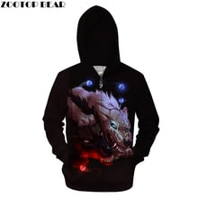 Fire Eye Zip Hoodies Wolf Hoody Men 3D Sweatshirt Funny Hoodie Zipper Coat Anime Tracksuit Pullover Hip Hop DropShip ZOOTOPBEAR 2024 - buy cheap