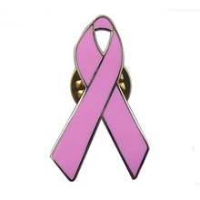 Custom Anti-Cancer Pink Ribbon Badge Hot Sale Metal Badge Back Butterfly Buckle Plating 2024 - buy cheap