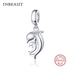 INBEAUT 100% 925 Sterling Silver Lovely Mother Baby Dolphin Charms fit Brand Bracelet Ocean Fish Beads for Mom Jewelry Making 2024 - buy cheap