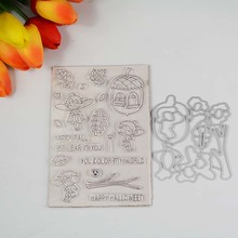 Happy fall Transparent clear stamp/coordinating die for DIY Scrapbooking/Card Making/Kids Fun Decoration Supplies 2024 - buy cheap