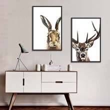 Vintage Elk Bunny Canvas Painting Nordic Posters and Prints Animal Art Wall Pictures for Children's Room Decoration No Frame 2024 - buy cheap