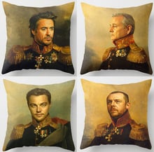 Funda de cojín de algodón y lino de los personajes de los famosos, cobertor de almohada de personajes de Bill, Murray, Will, Smith, Jackson, Downey Jr. 2024 - compra barato