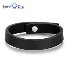 Genuine Leather Personalized Gift Engraved Name ID Bracelets & Bangles For Men Stainless Steel Jewelry (JewelOra BA102313) 2024 - buy cheap