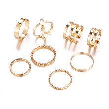 Conjunto de anéis redondos dourados para mulheres, 8 flash, design simples, geométrico, presente, joia feminina 2024 - compre barato