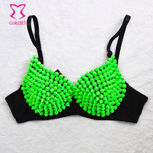 Punk Rock Disco Dancewear Resin Rivet All-over Bras For Women Adult Exotic Sujetador Sexy Bralette Soutien Gorge Push Up Bra Top 2024 - buy cheap