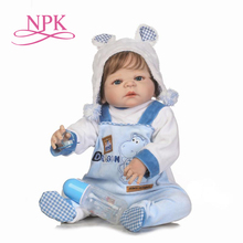 NPK 56 см Реалистичная кукла reborn, мягкая, настоящая, мягкая, на ощупь, кукла для мальчика, полный винил, силикон, популярная кукла для детей, подарок на день рождения 2024 - купить недорого