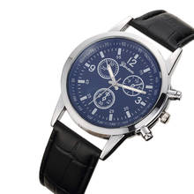 Роскошный Ретро дизайн кожаный ремешок наручные часы мужские модные Черный Циферблат Бизнес Стиль аналоговые кварцевые часы Relogio Masculino подарок 2024 - купить недорого