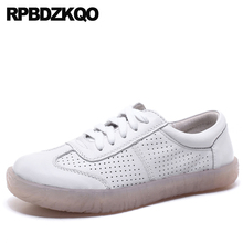 Latest Breathable Thick Sole Women Wide Fit Shoes Ladies Platform 2021 White Cowhide Trainers Flats Sneakers Large Size Creepers 2024 - buy cheap