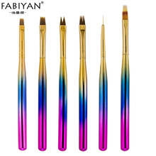 Acrylic UV Gel Polish Nail Art Brush Painting Line Flat French Petal Gradient Tips Design Flower Tools Manicure Draw Pen 2024 - buy cheap