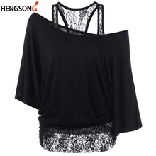 Women Batwing Sleeve T Shirts 2021 Spring Autumn Lace Patchwork Basic T-shirts Female Casual Loose Tops Tees Femme 2024 - buy cheap