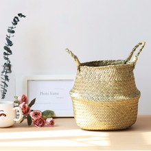 Flower Storage Seagrass Basket pot Seagrass Rattan Laundry Basket Folding Woven Clothes Toy Sundries Home Storage Baskets 2024 - buy cheap