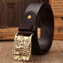 2020 full grain cowhide leather belt handmade cowboy high quality designer belts men casual plate buckle waist strap jumbo jeans 2024 - buy cheap