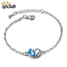 Pulseras con dijes de Swarovski para mujer, brazaletes con cristales románticos, colgante corazón adorable, regalo de joyería 2024 - compra barato