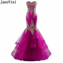 JaneVini Sexy Mermaid Green Bridesmaid Fuchsia Dress With Gold Lace Tulle Long Luxury Royal Blue Prom Dresses Wedding Party Gown 2024 - buy cheap