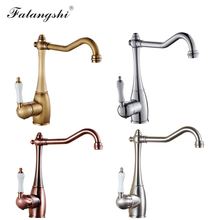 Chrome Kitchen Faucets Antique Brass Hot And Cold Deck Mounted Single Handle 360 Swivel Kitchen Sink Mixer Taps torneira WB1229 2024 - buy cheap