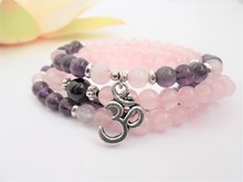 108 Mala Bracelet Om Mala Yoga Healing Bracelet Spiritual Malabeads Wrist  Bracelet Prayer Bead Purple Quartz RoseQuartz 4 Laps 2024 - buy cheap