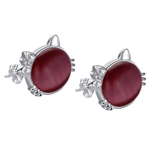 fortune cat cute red zircon high quality free shipping Silver Earrings for women fashion jewelry earrings /PICDMNWO OLXIOCAH 2024 - buy cheap