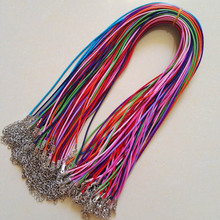 Lobster clasp 1.5mm 100pc mixed Wax Leather Cord necklace rope pendant 45cm jewelry diy pendants Free shipping wholesale 2024 - buy cheap