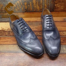 Sipriks Mens Patina Gray Calfskin Goodyear Welt Brogues Shoes Boss Male Vintage Wingtip Dress Gents Suit Social Italian Handmade 2024 - buy cheap