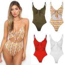 One-Piece Swimsuit May Women's Bikini Woman 2019 Swimwear One Piece Summer Tong Sexy Stitching Print Pad Polyester 2024 - buy cheap