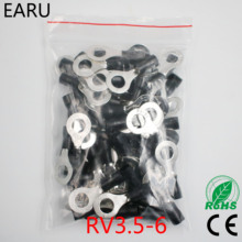 RV3.5-6 черный кольцевой изолированный клеммный костюм 2,5-4 мм2 кабель обжимной клеммы Кабельный провод соединитель 100 ⑤ упак. RV3-6 RV 2024 - купить недорого