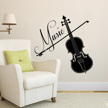 Виниловые наклейки на стену для скрипки, декор для интерьера, дома, гостиной, съемные музыкальные наклейки на стену для звукозаписи, студии, спальни YY16 2024 - купить недорого