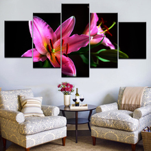 5 Panel HD Printed Pink Fire lily flowers wall posters Print On Canvas Art Painting For home living room decoration artwork 2024 - buy cheap