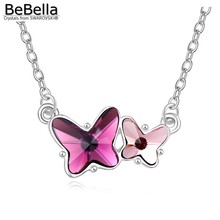 BeBella black butterflies pendant necklace made with Austrian Crystals from Swarovski for women gift 2024 - buy cheap
