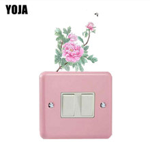 Yoja adesivo de interruptor personalizado com flores e peônias em pvc, estilo retrô, de qualidade, adesivo para decoração de parede 8ss0693 2024 - compre barato