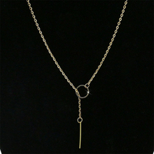Simple Necklace Women Gold Choker Cross Lariat Strip Bar Circle Pendant Statement Charm Link Chain Ladies Fashion Jewelry 2024 - buy cheap