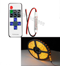 Мини Беспроводной RF пульт дистанционного управления LED контроллер RF Диммер + 5 м 12 В 2A Водонепроницаемый 5050 150 светодиодов Желтый Гибкая светодиодная лента 2024 - купить недорого