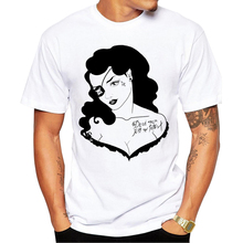 2018 moda masculina t camisa hipster mão desenho menina impresso camisetas de manga curta topos senhora camiseta 2024 - compre barato