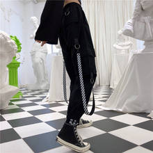 Black High Waist Cargo Pants Women Pockets Patchwork Loose Streetwear Pencil Pants Punk Fashion Cool Hip Hop Women's Trousers 2024 - buy cheap