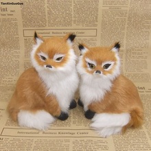 simulation fox hard model plastic&furs brown squatting fox prop,home decoration toy gift s1539 2024 - buy cheap