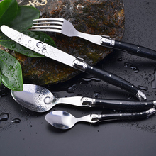 34pcs Laguiole Style Dinnerware set Black Plastic Handle Wedding Dinner Set Stainless Steak Knives Fork Salad SpoonTeaspoon 2024 - buy cheap