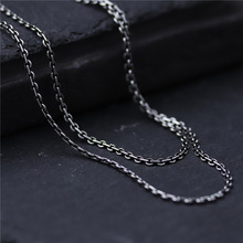 C & r colar de prata esterlina 925 real, corrente com fecho retrô, colar longo masculino e feminino, joias finas de prata tailandesa 2024 - compre barato