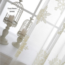 Cortina de tule branco para sala de estar, cortina transparente com bordado de flocos de nece para quarto, persianas, painéis de tratamento de janela voile 2024 - compre barato