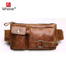 [WHORSE] Brand Vintage Casual Genuine Leather Men Waist Pack Hiqh Quality Men's Travel Bags Cowskin Belt Chest Bag W81350 2024 - buy cheap
