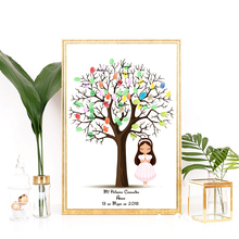 Customize Name Date For First Communion Gift  For Girl Baptism Gift Fingerprint Tree with Angel Christening Baby Shower Decor 2024 - buy cheap