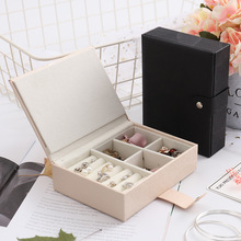 Juelee-colar de couro retângulo com caixa de joias, organizador, armazenamento de anéis e brincos, presente, para mulheres 2024 - compre barato