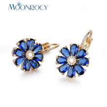 MOONROCY Rose Gold Color Crystal Earrings Blue Red Green Black for Women Girls Gift Drop Shipping Fashion Jewelry Wholesale 2024 - buy cheap