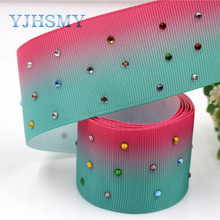 YJHSMY I-181106-181,5yards/lot,38mm Gradient multicolor diamond Ribbons Thermal transfer Printed grosgrain,DIY wrapping material 2024 - buy cheap