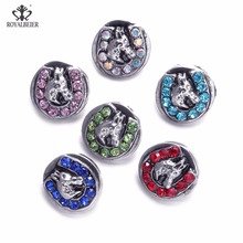 Royalbeier 12mm Beads Buttons 6pcs/Lot Mix Color Metal Rhinestone Charms Snap Button Jewelry For Snaps Bracelet Earrings Jewelry 2024 - buy cheap