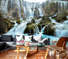 Papel de parede foto personalizada 3d, mural de cascata para sala de estar, quarto, cenário de tv, à prova d'água 2024 - compre barato