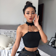 Sexy Casual Backless Halter Tank Top Women Hollow Chain Tube Crop Tops Summer Bustier Cropped Vest Tee Shirt 2024 - buy cheap