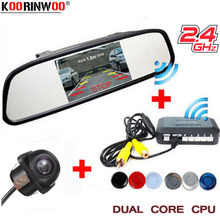 Koorinwoo-Monitor de cámara de coche inalámbrico con vista trasera, Monitor de espejo con Sensor de alarma de aparcamiento, Radar de asistencia inversa, sistema de vídeo, alarma de sonido 2024 - compra barato