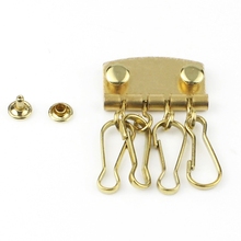 Solid brass key row with 4 swivel snap hook leather craft wallet Key case holder inner fitting plate hardware 1 1/4" 2024 - buy cheap